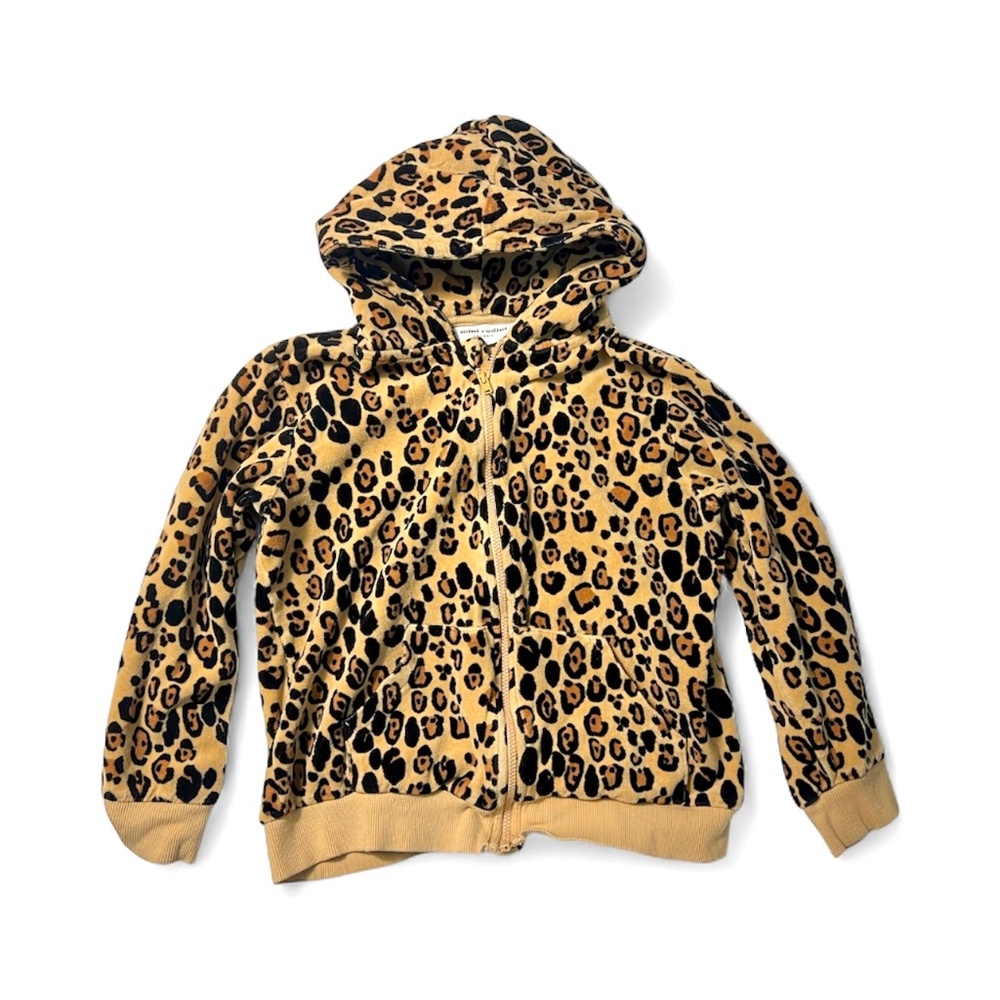 Mini Rodini Velour Leopard Print Zip Hoodie